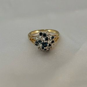 Gold Plated CZ and Faux Sapphire Ring